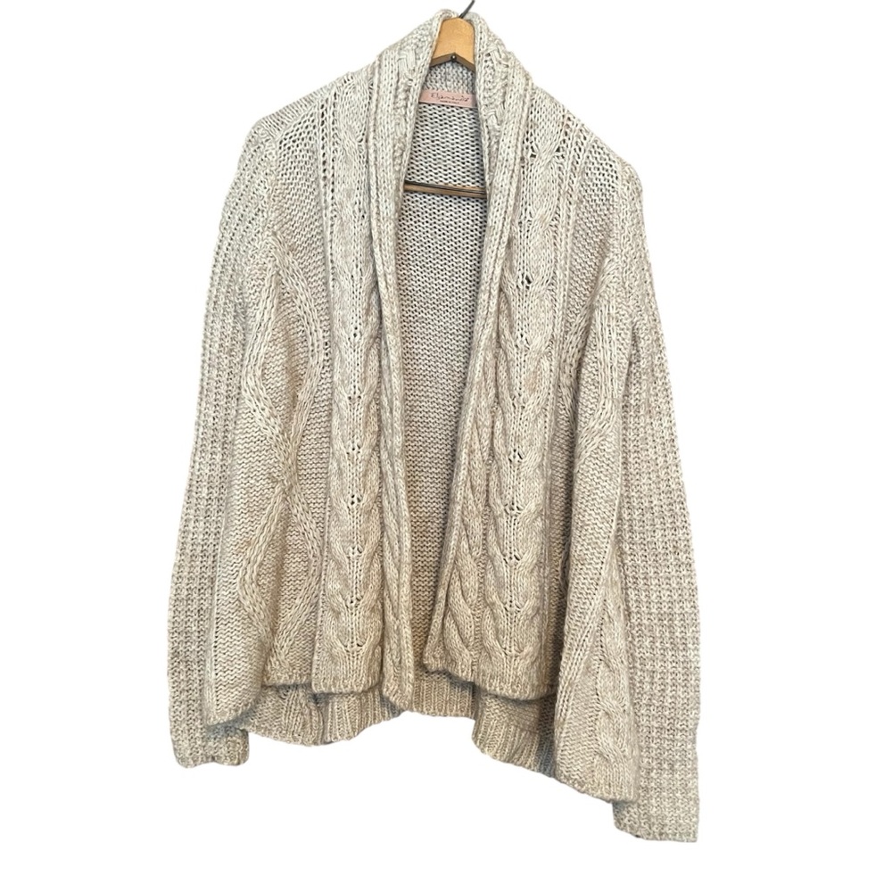 Elsamanda sweater woman Italy small cable wool alpaca cream pebble pattern wrap